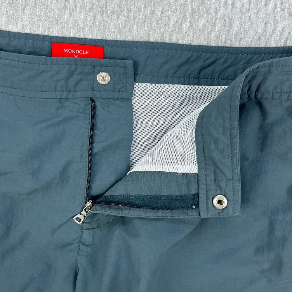 Monocle x Orelbar Brown Shorts Mens 36 Blue-Gray 100% Nylon Adjustable Waist
